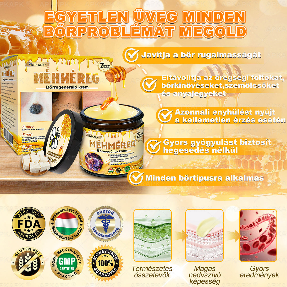 ✨✨ 𝐀𝐏𝐊𝐀𝐏𝐊® Természetes Méhméreges Arckrém – gondosan összeállított formula a bőr táplálására, hidratálására és regeneráló ápolására ✨